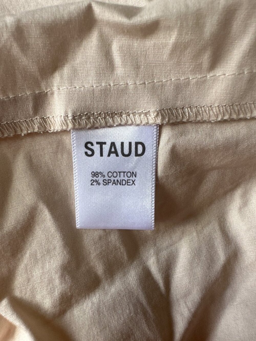 Staud Beige Peplum Blouse With Puff Sleeves & V-Neckline Size S - Picture 10 of 12